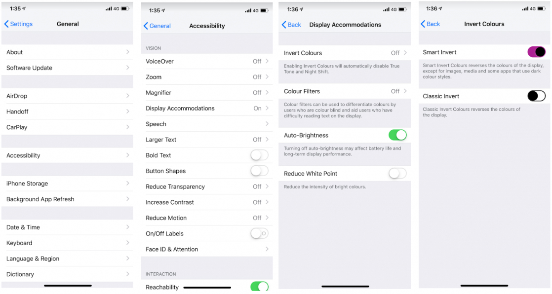 Steps to enable dark mode on ios