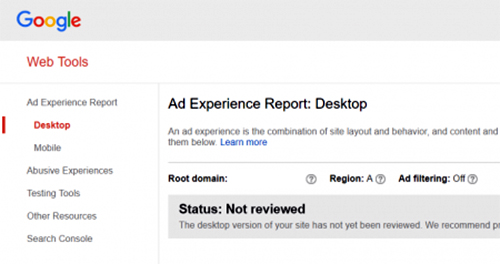 Google Search Console Ads Experience Report