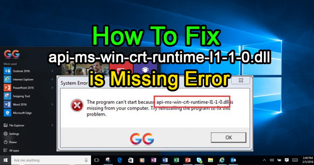 How to fix error api-ms-win-crt-runtime-l1-1-0.dll
