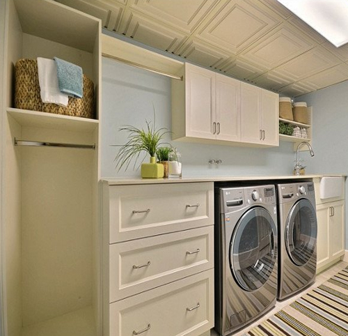 Basement Laundry Room With Storeroom