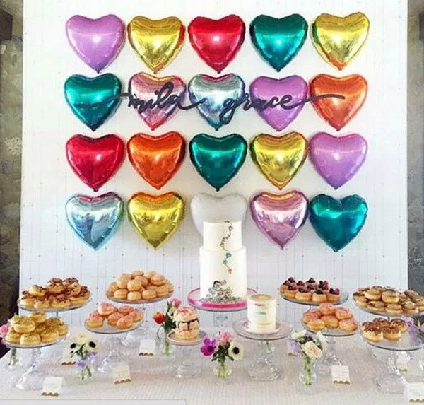 Birthday Party Decor With Heart Shaped Balloons