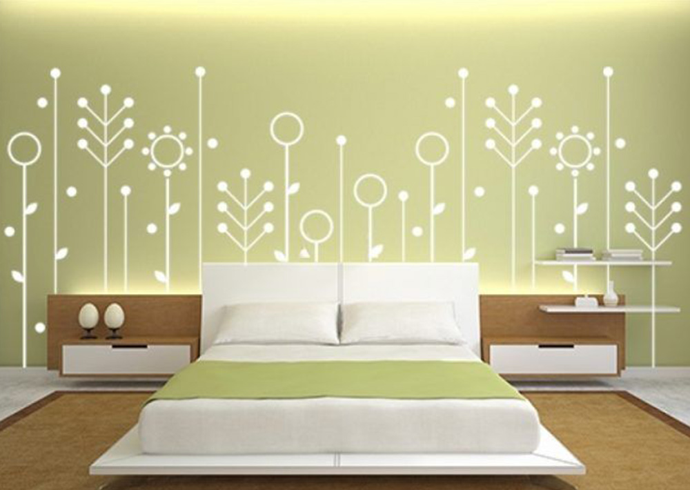 Decorate Bedroom Walls With Random Shapes Painting