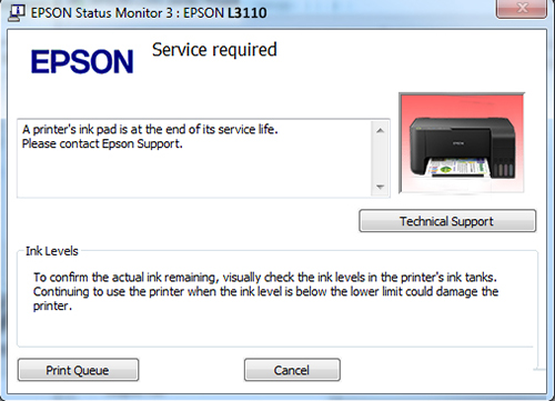 Epson L3110 Service Life Expired Soon