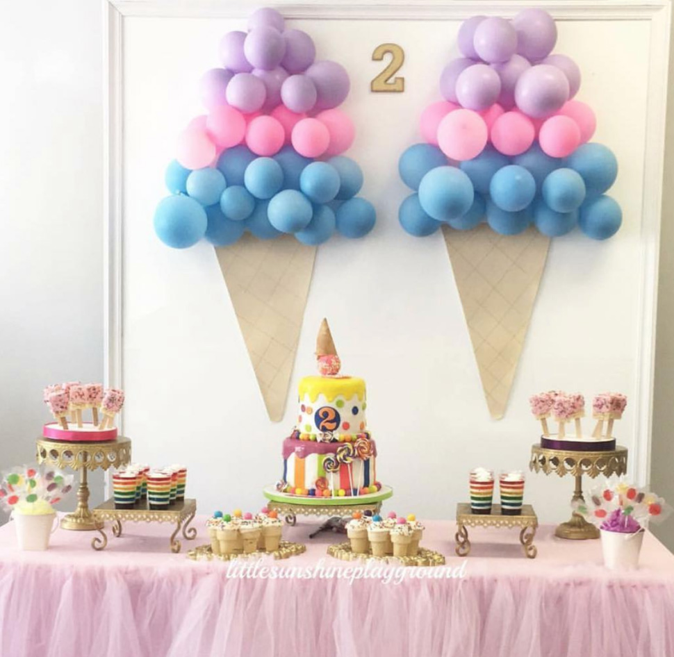 Ice Cream Theme Birthday Party Room And Table Decoration Ideas