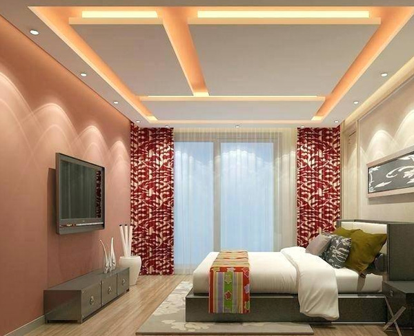 Bedroom Ceiling with Light pink color