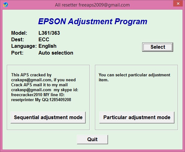 Epson L363 Adjustment Program