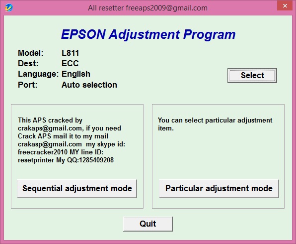 Epson L811 Adjustment Program