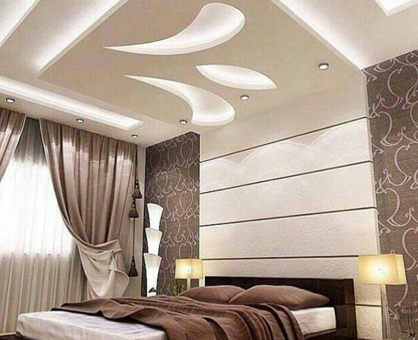 Simple Offwhite Ceiling Design For Bedroom