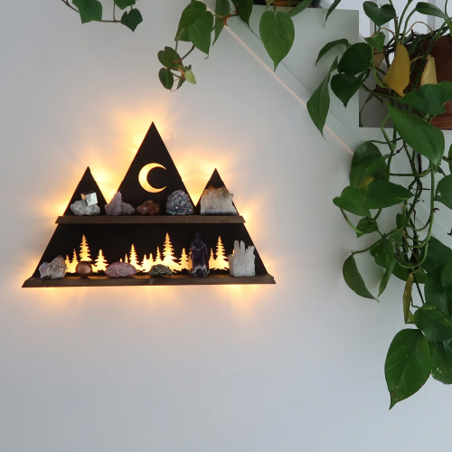 Forest Mountain And Moon Light Shelf