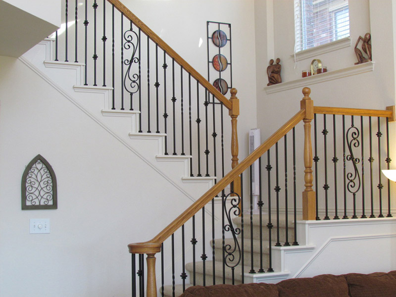 Metal And Wood Railing Stairs Design