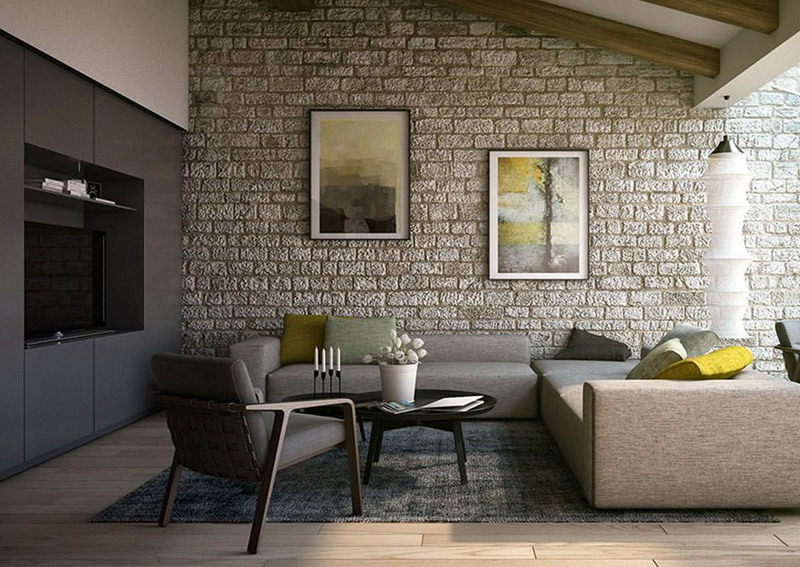 Fabulous Rock Wall Living Room Ideas