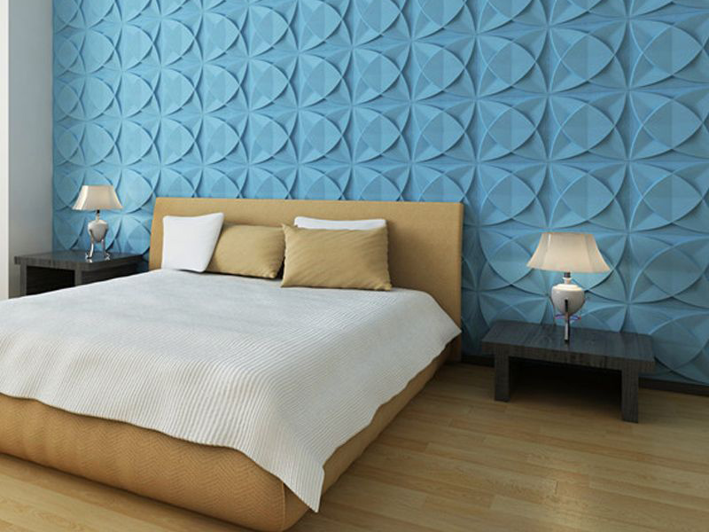3d Blue Wall Tiles Of Bedroom