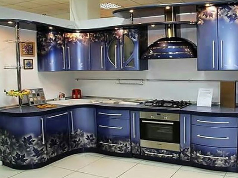 3d Style Kitchen Cabinet Blue Printed 1