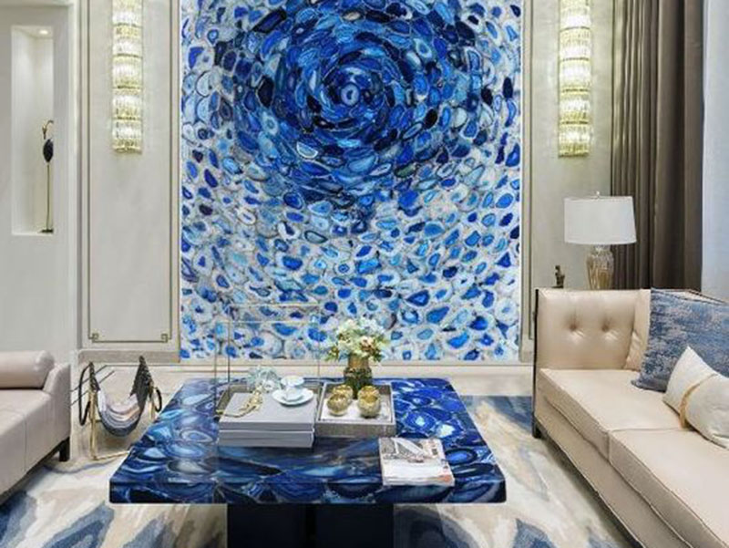Gemstone Blue Agate Wall Tile Livingroom