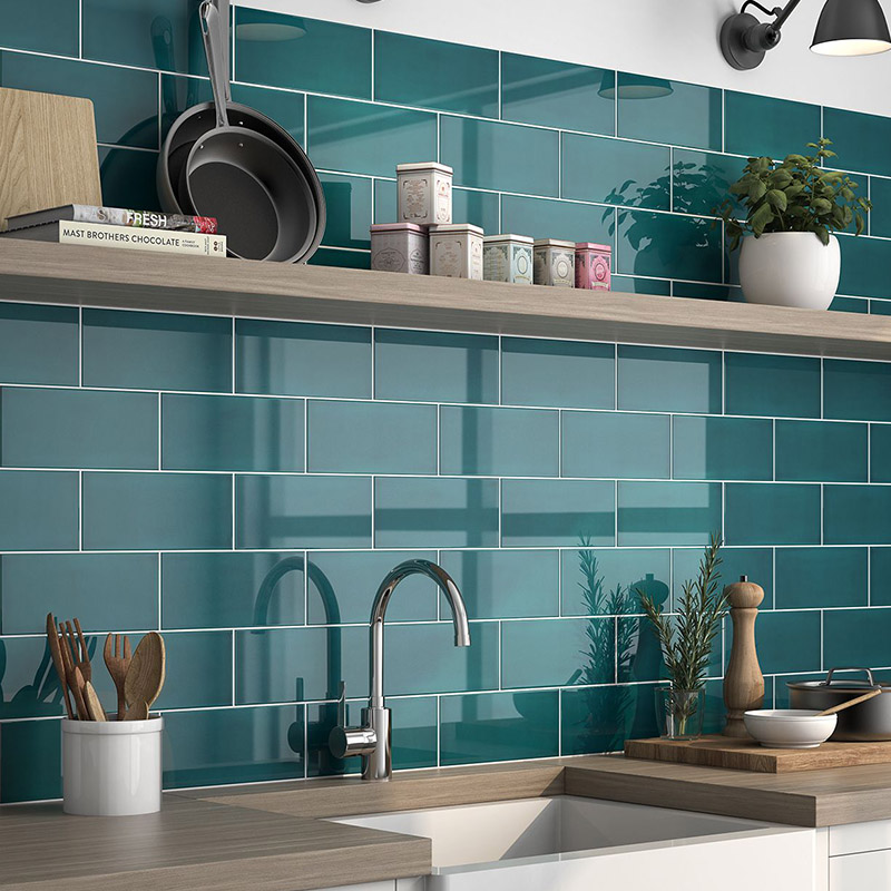 Green Color Kitchen Tiles