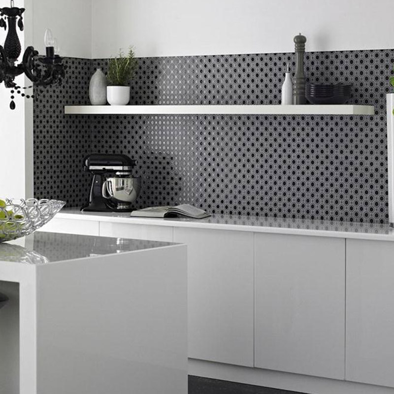Grey Grid Kitchen Tiles