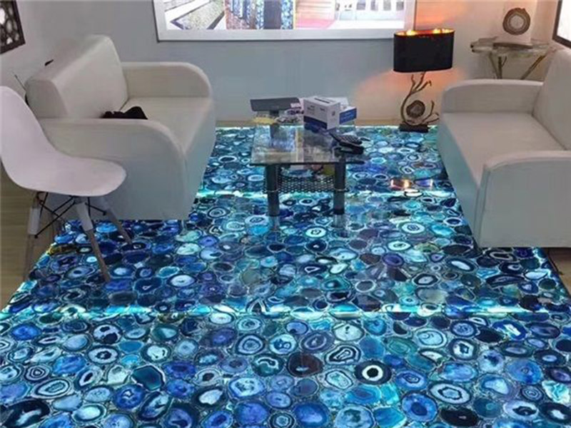 Blue Agate Stone Floor Tiles In Living Oom