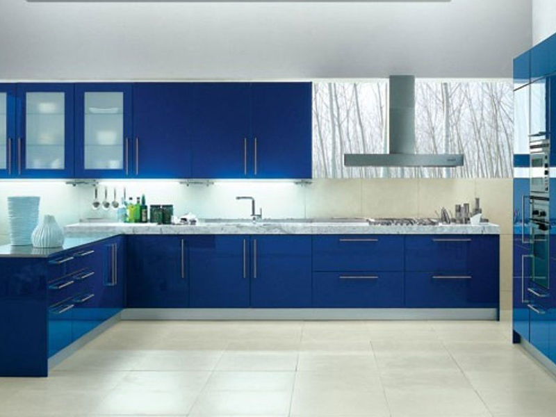 Blue With White Kitchen Cabinet