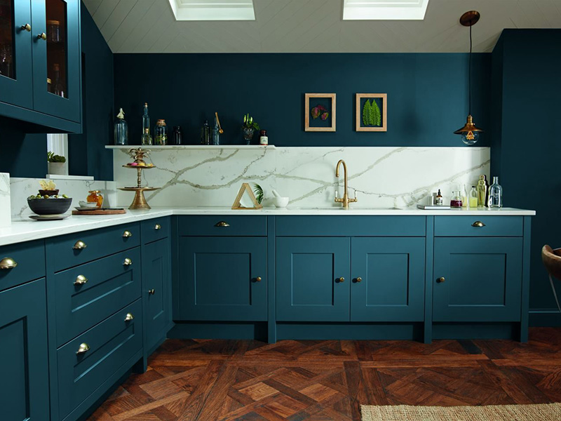 Blue Woody Kitchen Cabinet