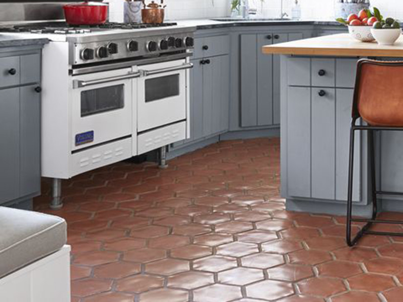 Browny Hexgone Style Kitchen Floor Tile