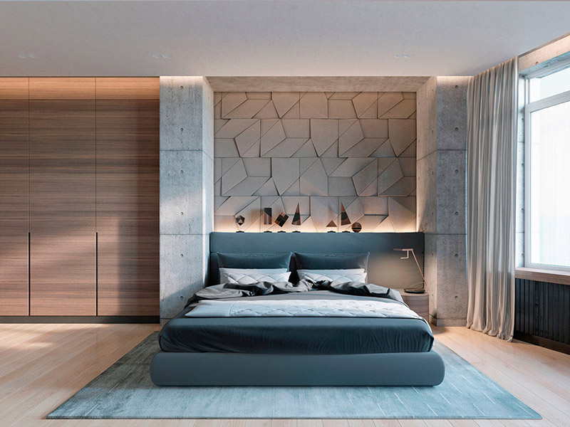 Concrete Wall Tiles Bedroom