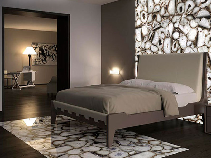 Crystal White Stone Wall Design Bedroom