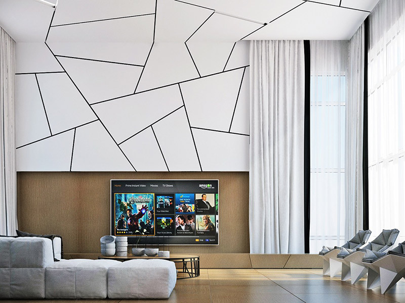 Geometric Shape Marble Wall Living Room