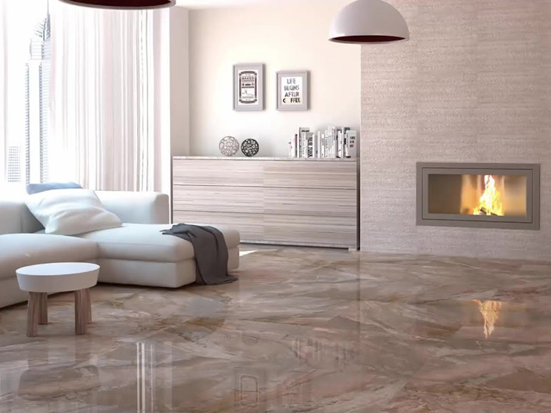 Gold Marble Floor Tiles Livingroom