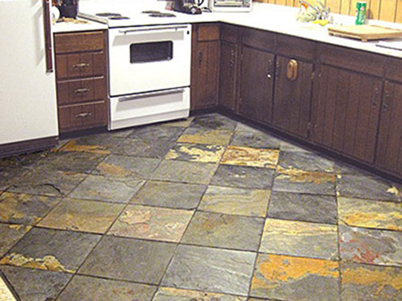Golden And Black Kitchen Floor Tiles
