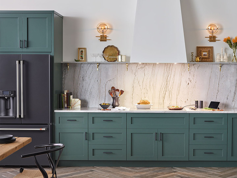 Green Cabinet Kitchen Stylish Wood Work