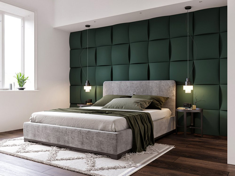 Green Tiles Wall Bedroom