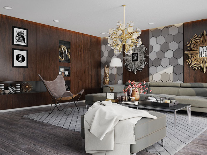 Hexagonal Wall Texture Tile Living Room