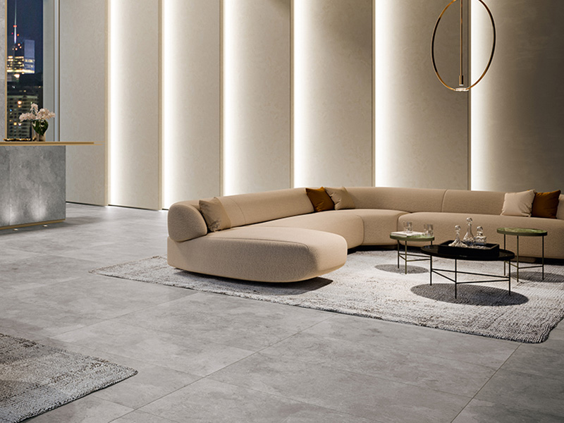 Italian Grey Floor Tiles In Living Room