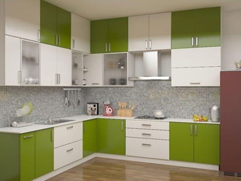 Kitchen Cabinet Green And White