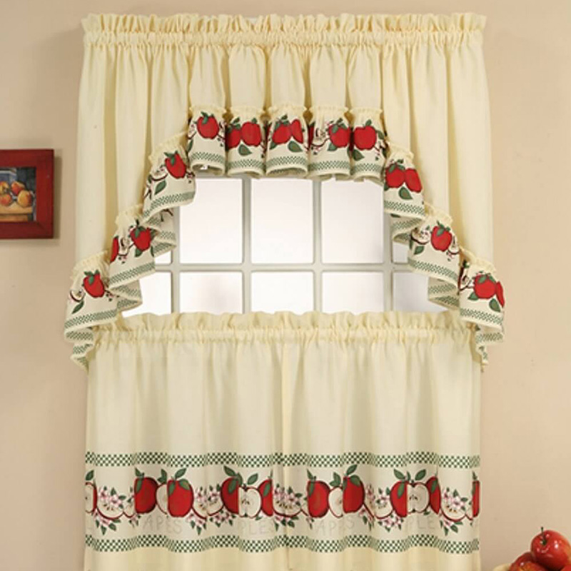 kitchen curtains with apple details