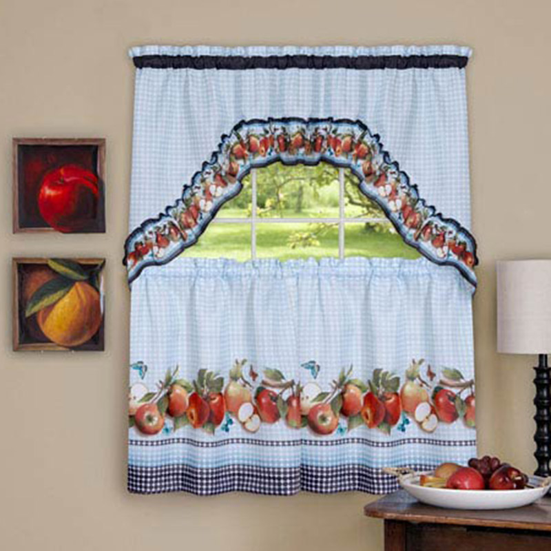 latest border print kitchen curtain
