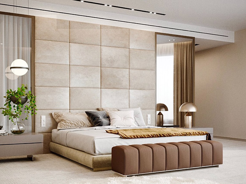 Marble Tiles Wall In Bedroom