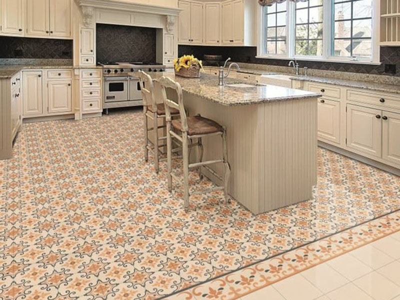 Ochre Victorian Kitchen Floor Tiles