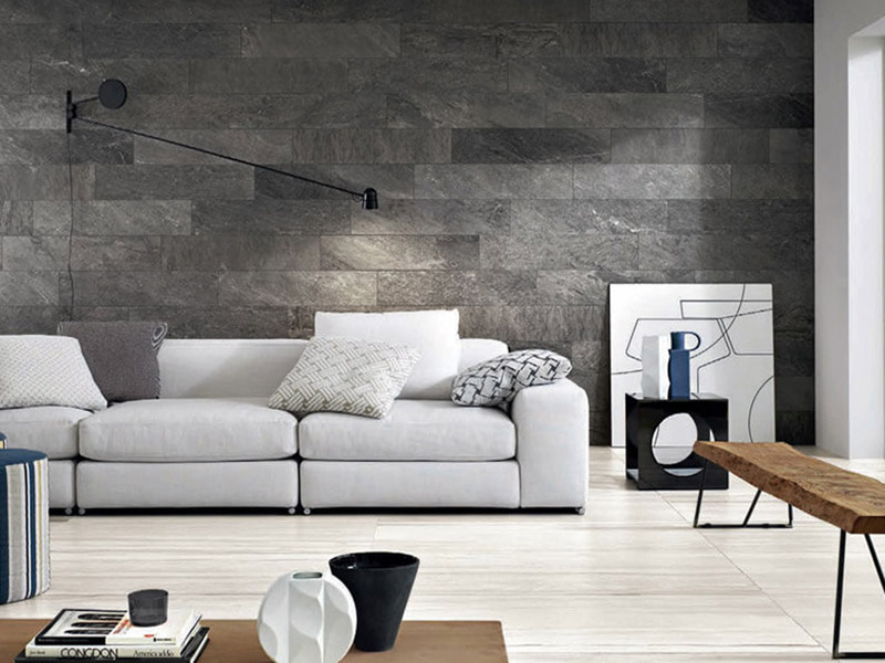 Silver Stone Wall Tiles Living Room
