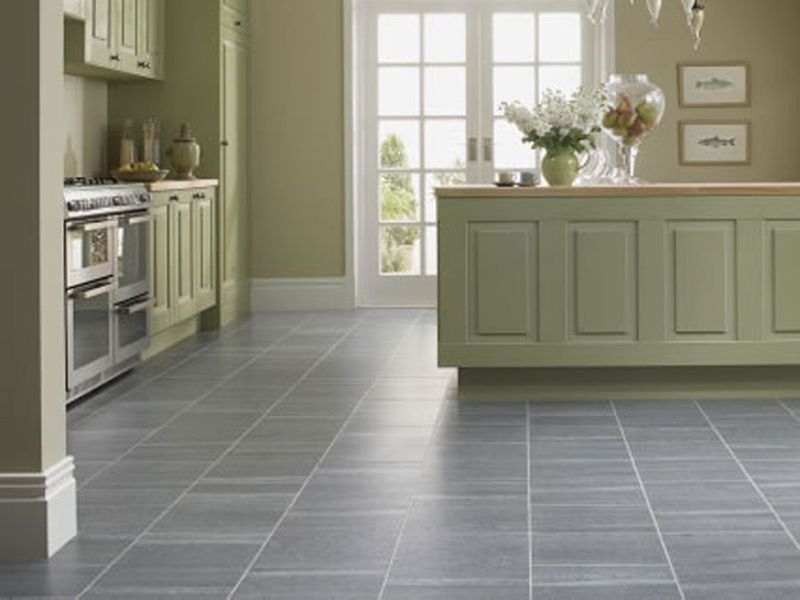 Simple Grey Floor Tiles Kitchen