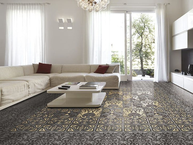 Unique Floor Tiles In Living Room