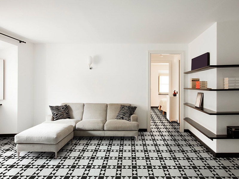Victorian Black And White Floor Tiles Livingroom