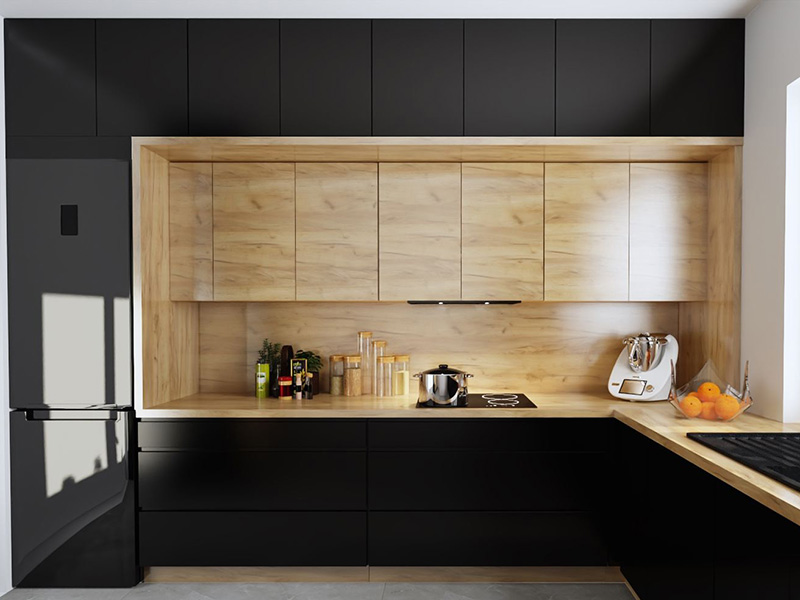 Wood Kitchen Cabinet Black Color
