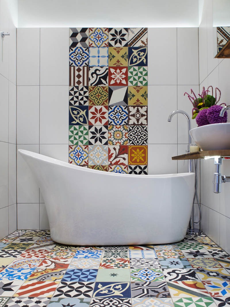Bathroom Colorful Floor Tiles