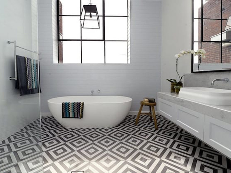 Bathroom Geometric Floor Tile