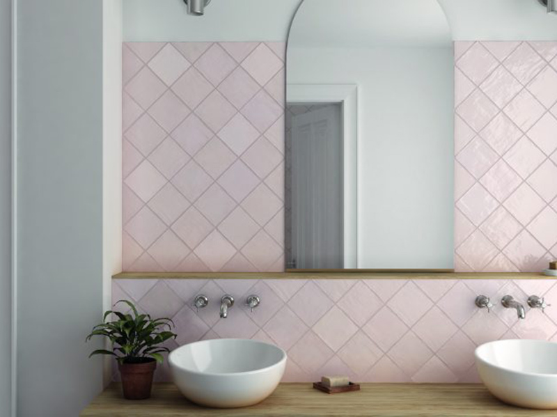 Bathroom Wall Tiles Pink Color
