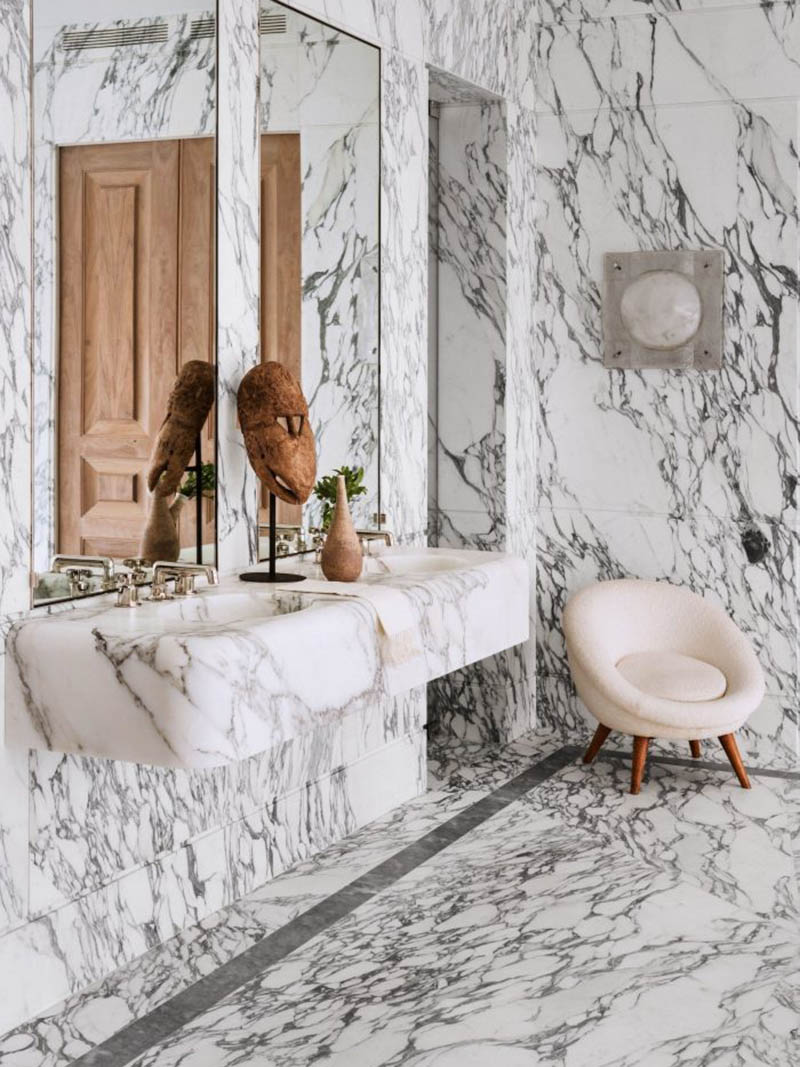 Beautiful Marble Wall Ties Bathroom