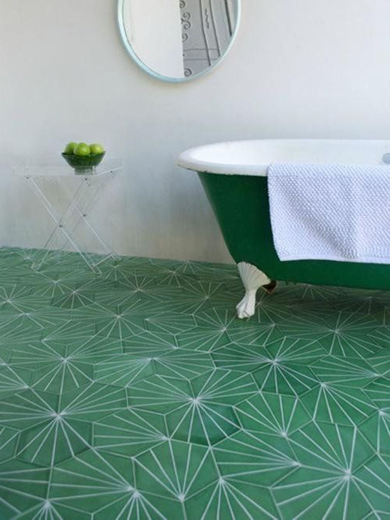 Dandelion Green Bathroom Floor Tiles