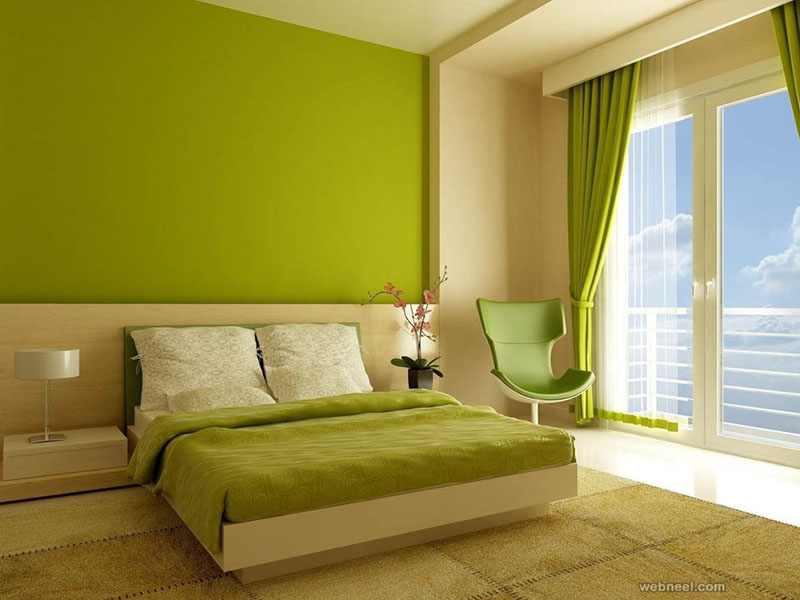 Leaf Green Bedroom Color Pvc Wall Ideas