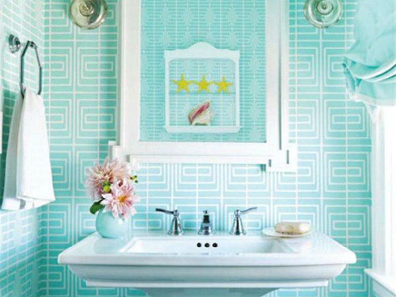 Mint And White Bathroom Wall Tiles